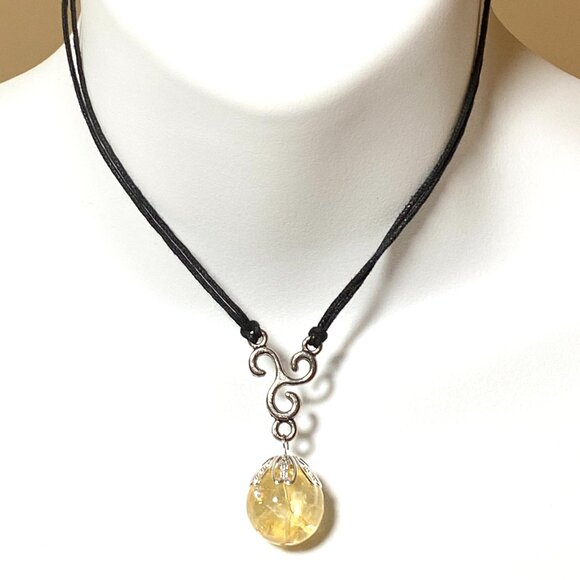 2/$20, Natural Yellow Citrine Necklace, Genuine Gemstone Cord Necklace - Picture 2 of 13